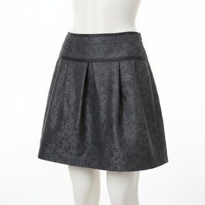 Lida Baday Black Jacquard A-Line Pleated Mini Skirt Size 10 Silk Blend